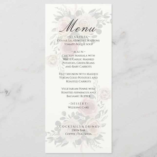 Elegante Floral Winter Casamento outono Menu (Frente)