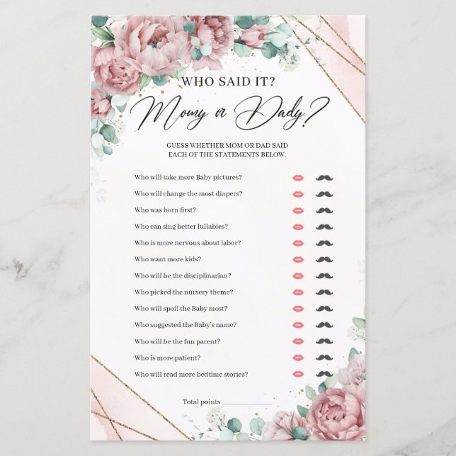 Elegante flores rosa douradas folhagens Mamãe ou P (Frente)