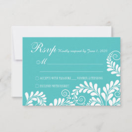 Elegante Flourish Turquoise Weding RSVP