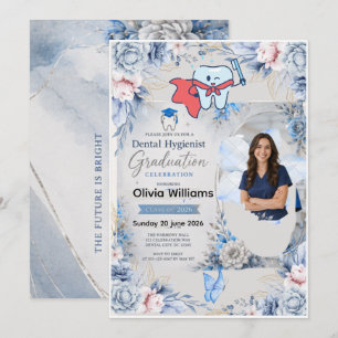 Elegante Formatura de Higienista Dental Azul Prata