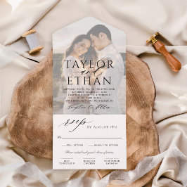Elegante Foto de Casamento em Caligrafia Preta
