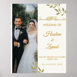 Elegante Foto Floral Poster de Casamento Muçulmano