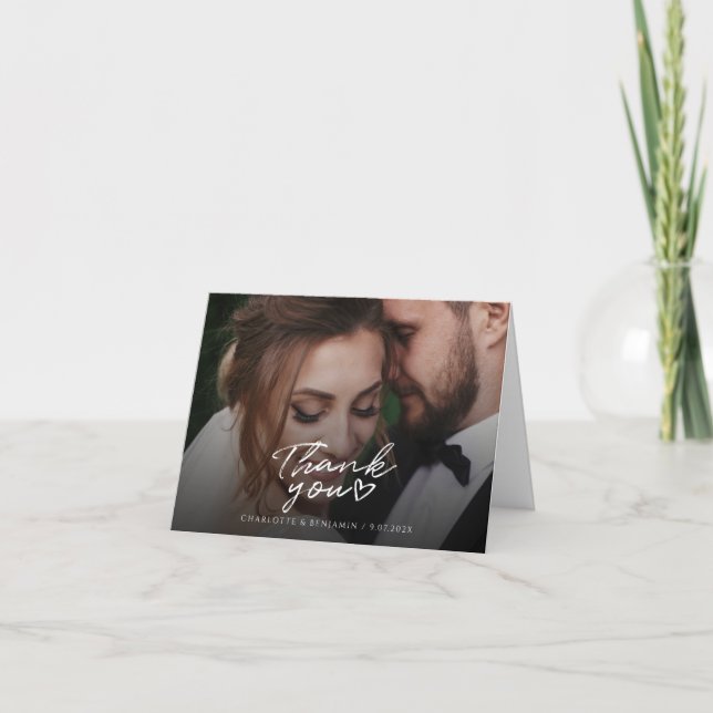 Elegante Fotografia de Casamento Agradecimento com (Frente)