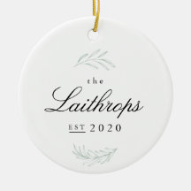 Elegante Fronds Recém-casados Primeiro Ornamento d