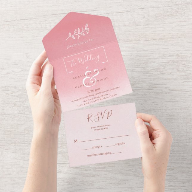 Elegante Fundo de Casamento Rosa Gradiente (Aba destacável)
