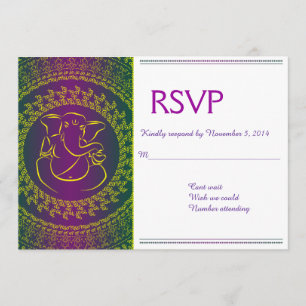 Elegante Ganesh Cartões RSVP Púrpura Deus Indian