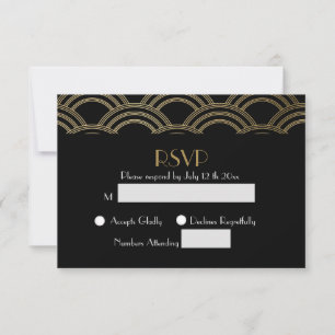 Elegante Gatsby Art Deco Casamento Dourado RSVP