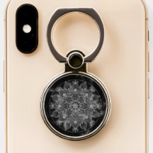 Elegante Girly Boho Floral Black e White Mandala