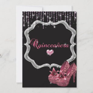 Elegante, Glitter, Convite Quinceanera