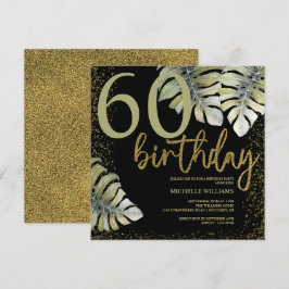 Elegante Glitter Dourado Caligrafia Aniversário