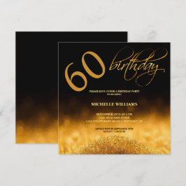 Elegante Glitter Dourado Caligrafia Aniversário