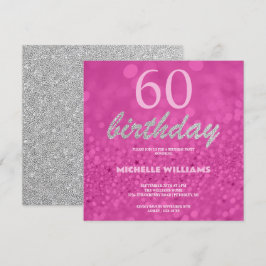 Elegante Glitter Prata Rosa Caligrafia Aniversário