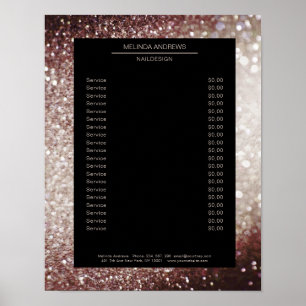 Elegante Glitter Silber Braun Preisliste Poster