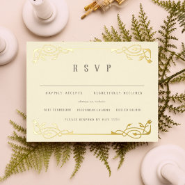 Elegante Gold Foil Art Nouveau RSVP