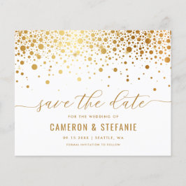 Elegante Gold Foil Confetti White Salvar a Data