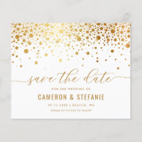 Elegante Gold Foil Confetti White Salvar a Data