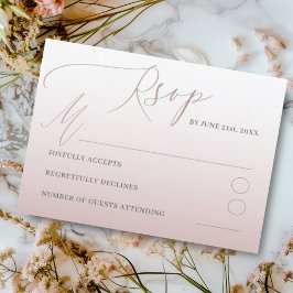 Elegante Gradiente de Ouro Rosa RSVP C Casamento