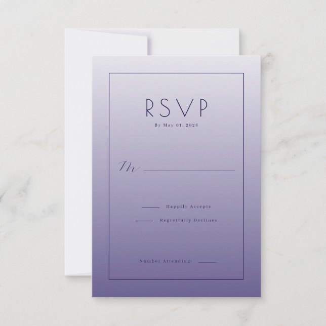 Elegante Gradiente Roxo RSVP (Frente)