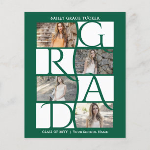 Elegante Graduado 5-Fotos Formatura Verde Escuro