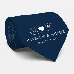 Elegante Gravata Azul Escuro de Casamento Minimali