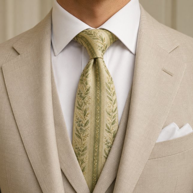 Elegante Gravata Botânica de Luxo em Pistácio (Criador carregado)