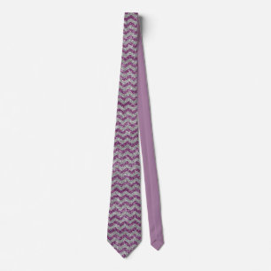 Elegante Gravata com Lantejoulas Prateadas e Roxas