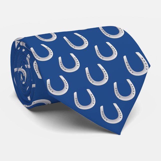 Elegante Gravata de Derby em Azul Francês e Prata  (Rolled)