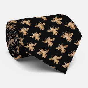 Elegante Gravata Preta com Abelha Dourada para Hom
