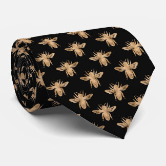 Elegante Gravata Preta com Abelha Dourada para Hom