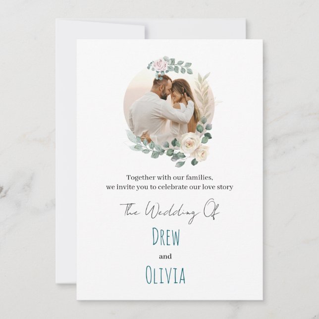 Elegante Green Deixa Convite Para Casamento (Frente)