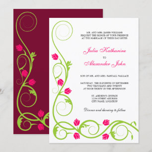 Elegante Green Fuchsia Nadou Convite