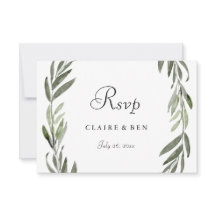 Elegante Green Leaf Wreath Wedding RSVP