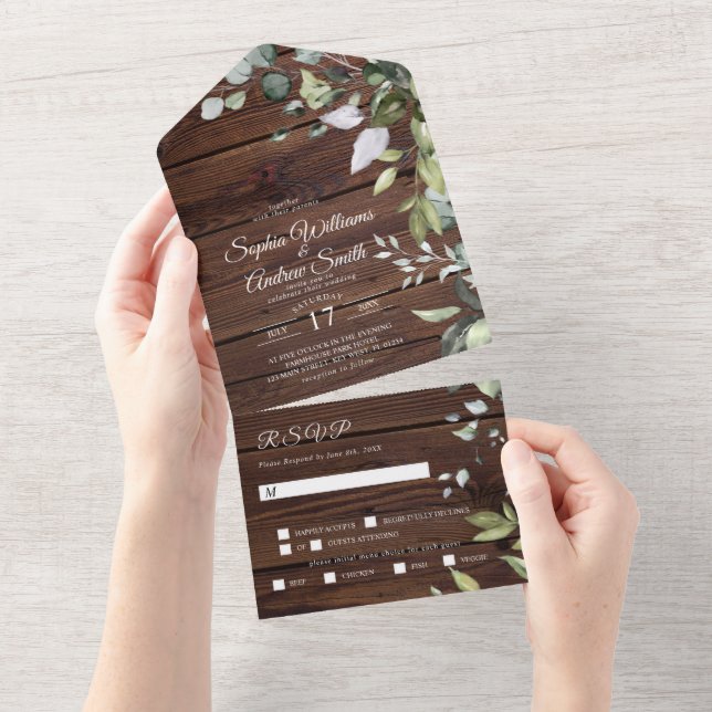Elegante Greeneric Rustic Em Um Convite (Tearaway)