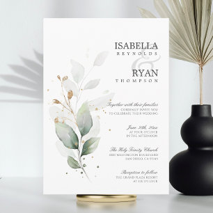 ELEGANTE Greenery deixa Dourado convite para casam