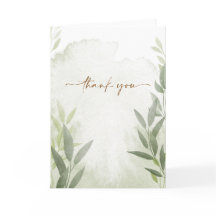 Elegante Greenery Floral Cartões de agradecimentos