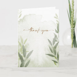 Elegante Greenery Floral Cartões de agradecimentos