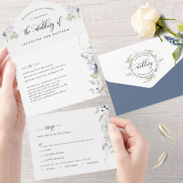 Elegante Greenery, Marinho Branco Casamento Floral