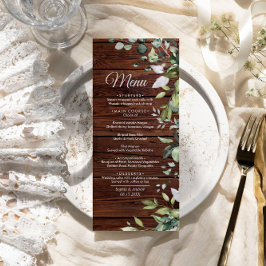 Elegante Greenery Rustic Wood Weding Menu