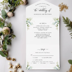 Elegante Greenery Tudo em Um Convite de casamento