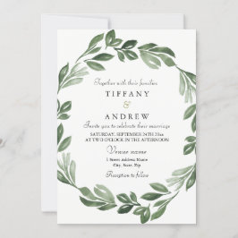 Elegante Greenery Watercolor Convite de casamento