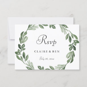 Elegante Greenery Watercolor Wreath Wedding RSVP