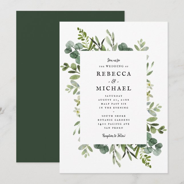 Elegante Greenery Wedding (Frente/Verso)