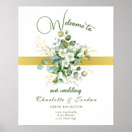 Elegante Greenery Wedding Poster de Boas-vindas