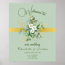 Elegante Greenery Wedding Poster de Boas-vindas