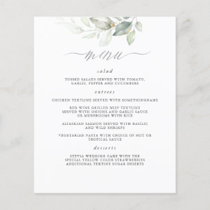 Elegante Greenery White Clean Wedding Menu