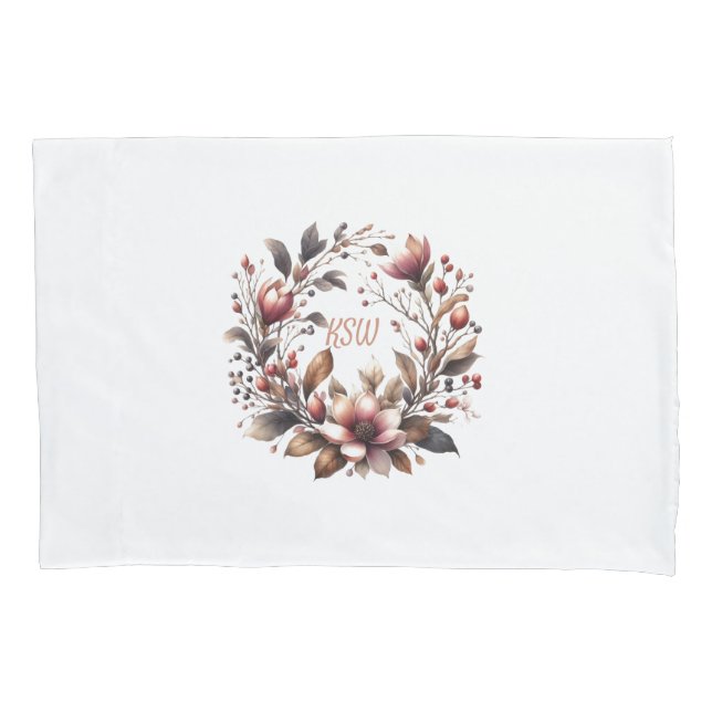 Elegante Grinalda Floral de Magnólia com Monograma (Frente)