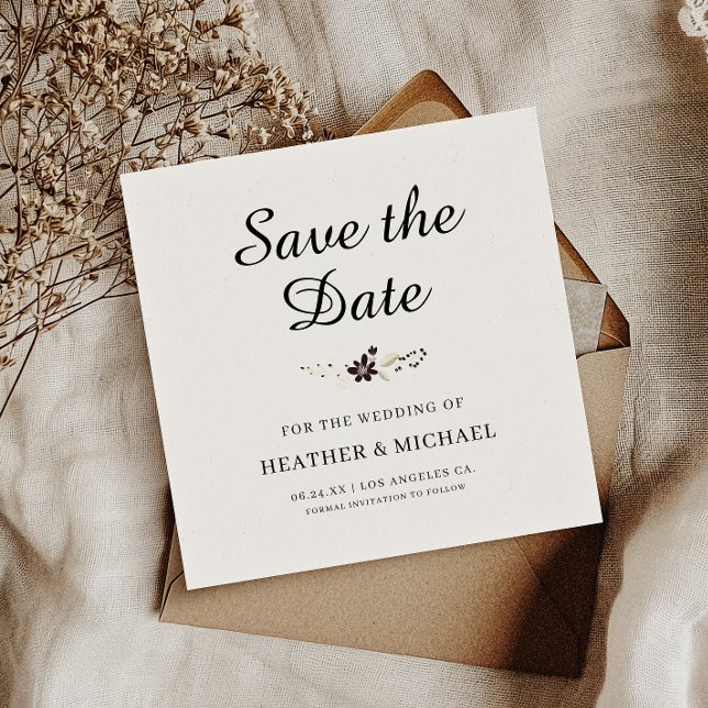 Elegante Guardar a Placa Quadrada de Data (Set the tone for your big day with this elegant Save the Date—timeless, personal, and unforgettable!)