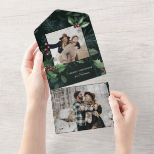 Elegante Holly Christmas Dark Green Foto Botânica