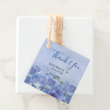 Elegante Hortênsia Azul Florais Etiqueta de Agrade