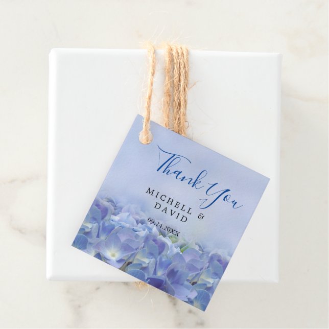 Elegante Hortênsia Azul Florais Etiqueta de Agrade (In Situ)